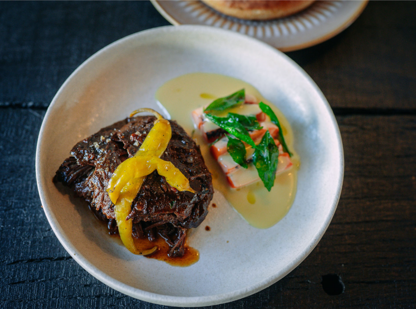 Beef cheek braised in oloroso, carrot, guindilla
