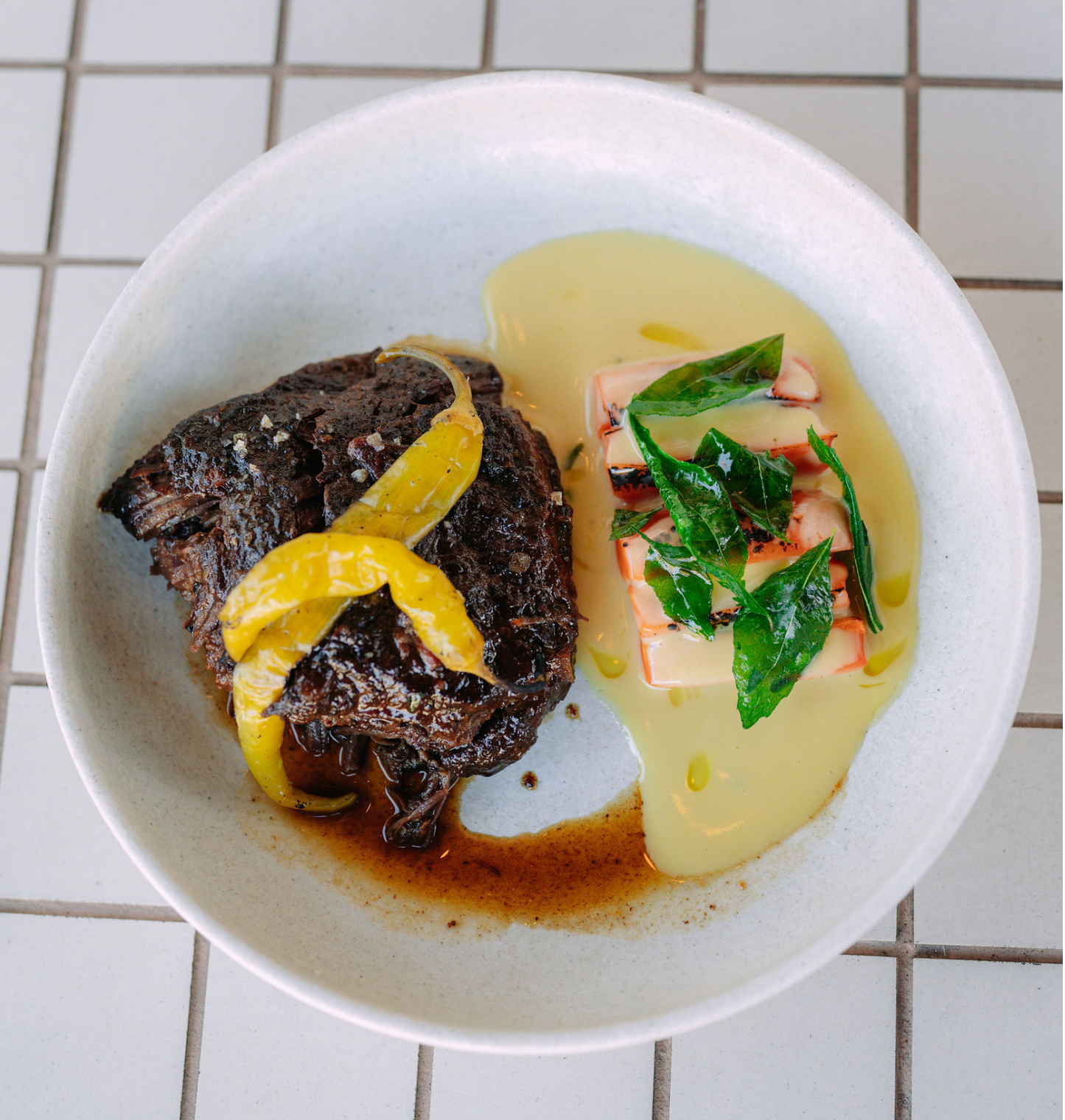 Beef cheek braised in oloroso, carrot, guindilla