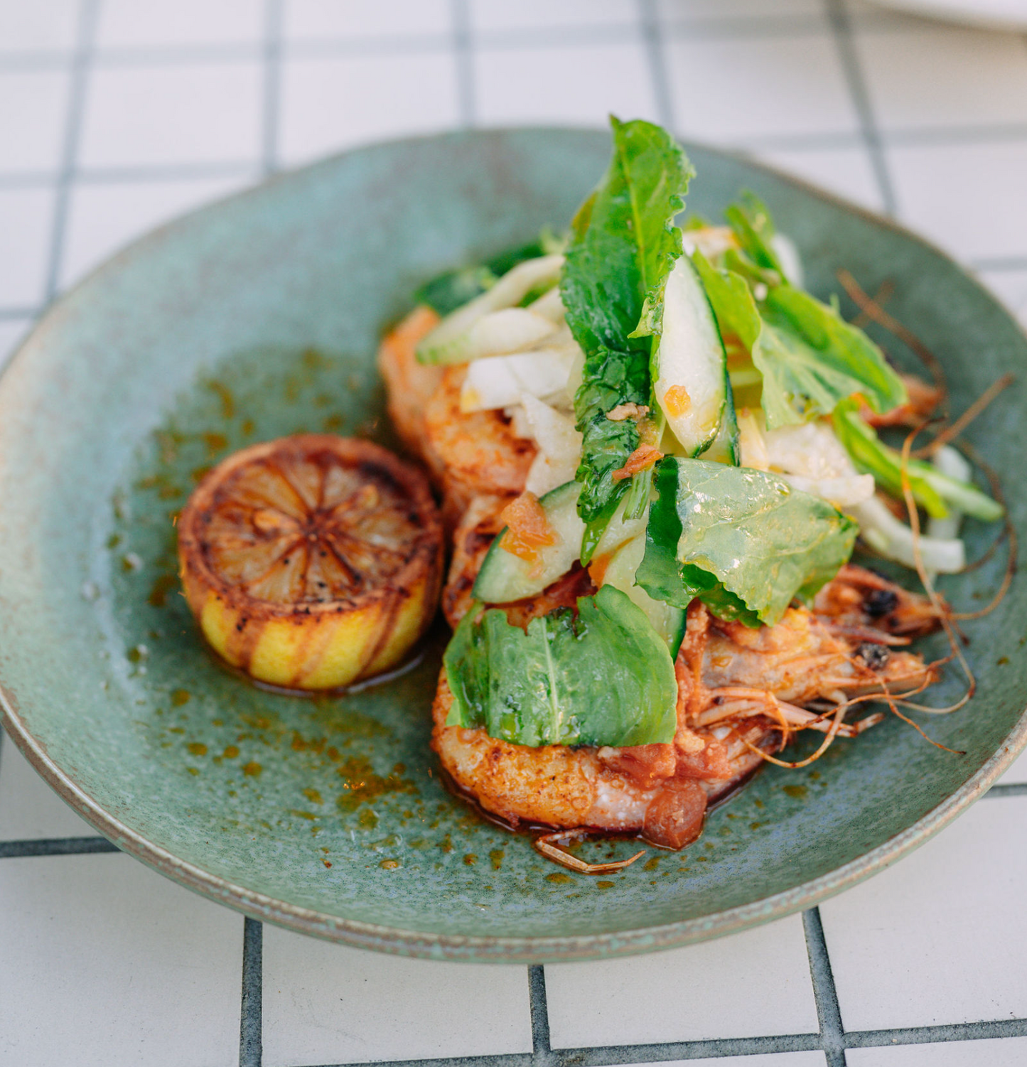 Shark bay king prawns, fennel, shellfish oil