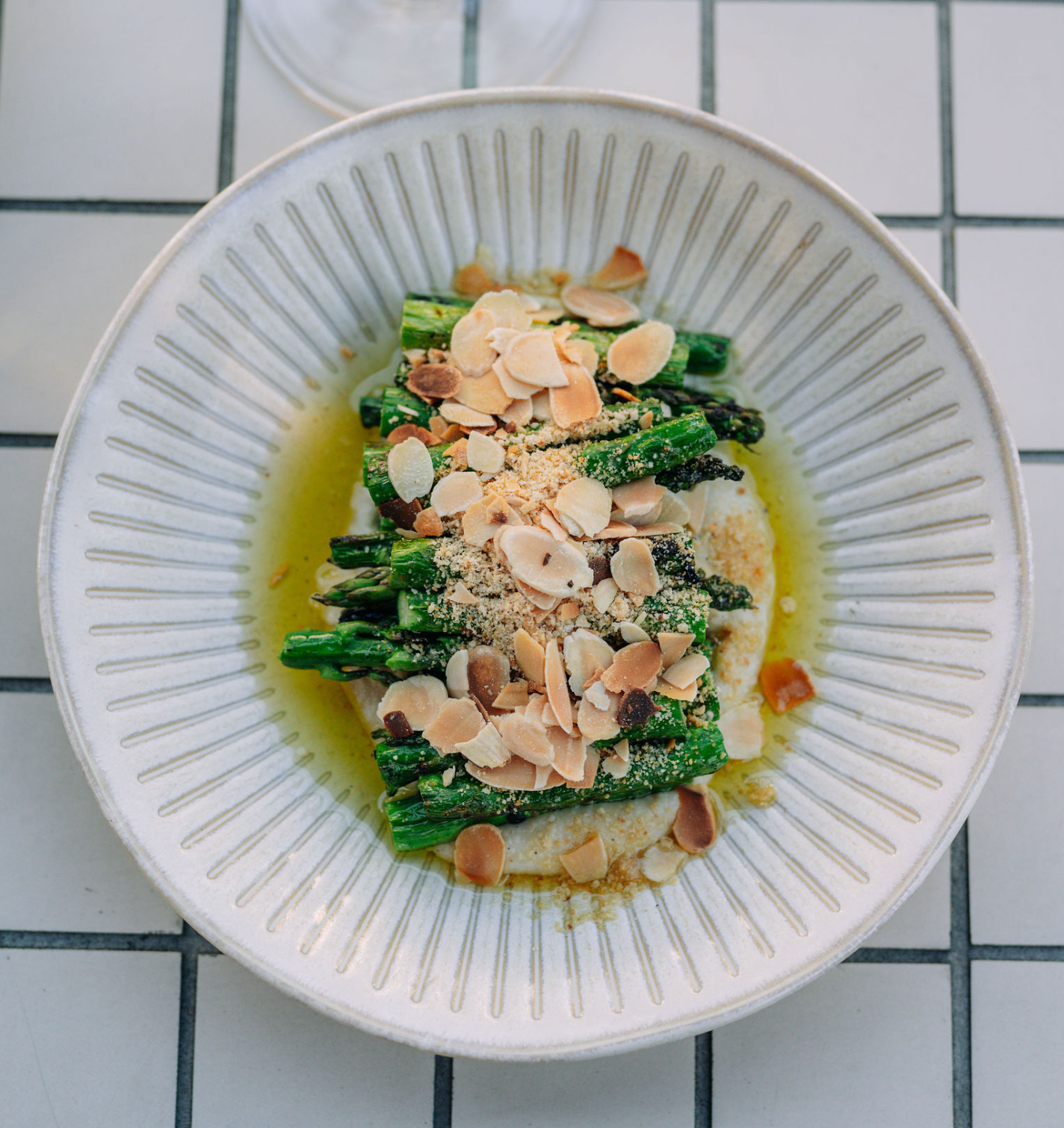 Blistered Green Beans ajo blanco almonds