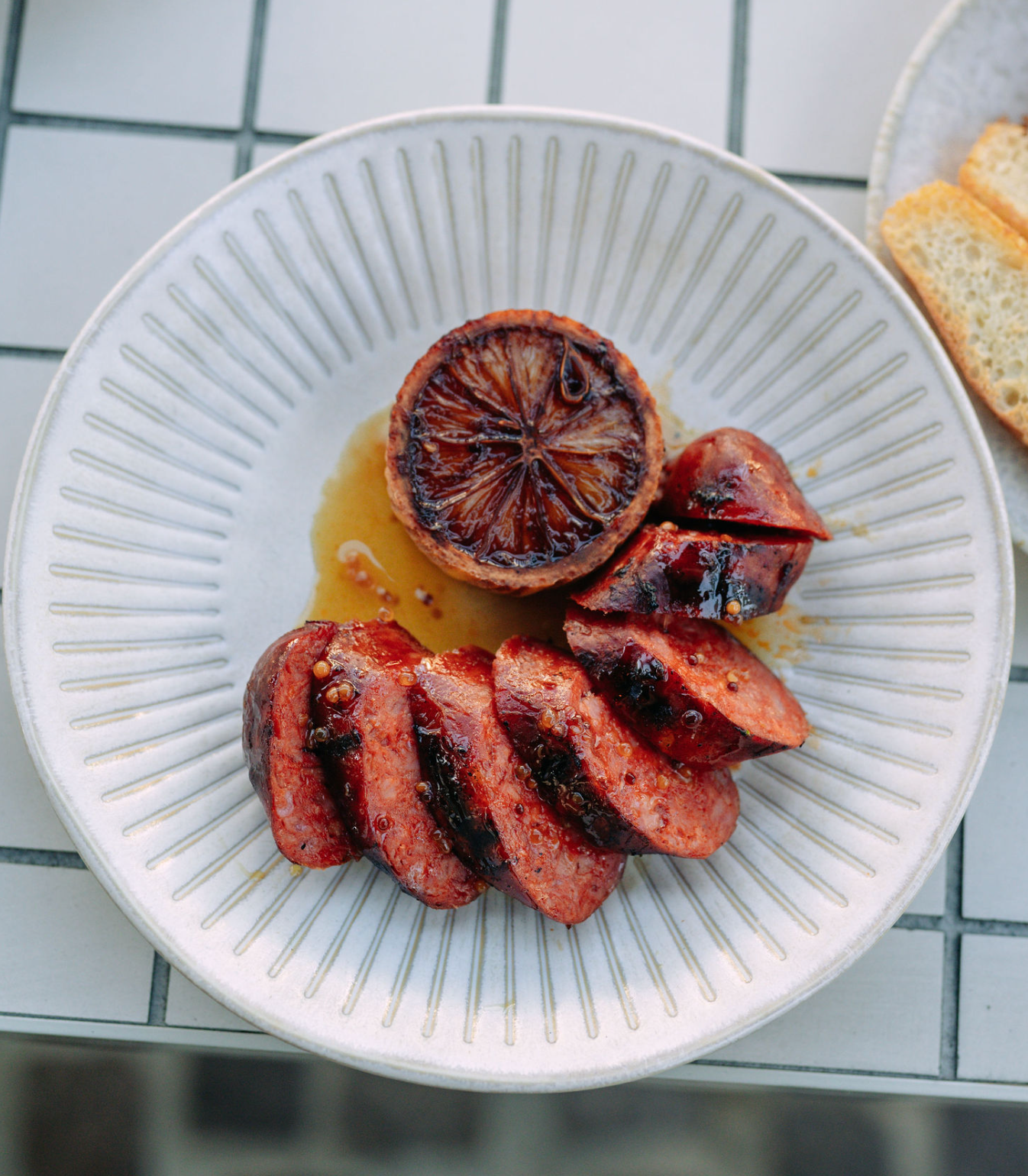 Grilled chorizo glazed in cider